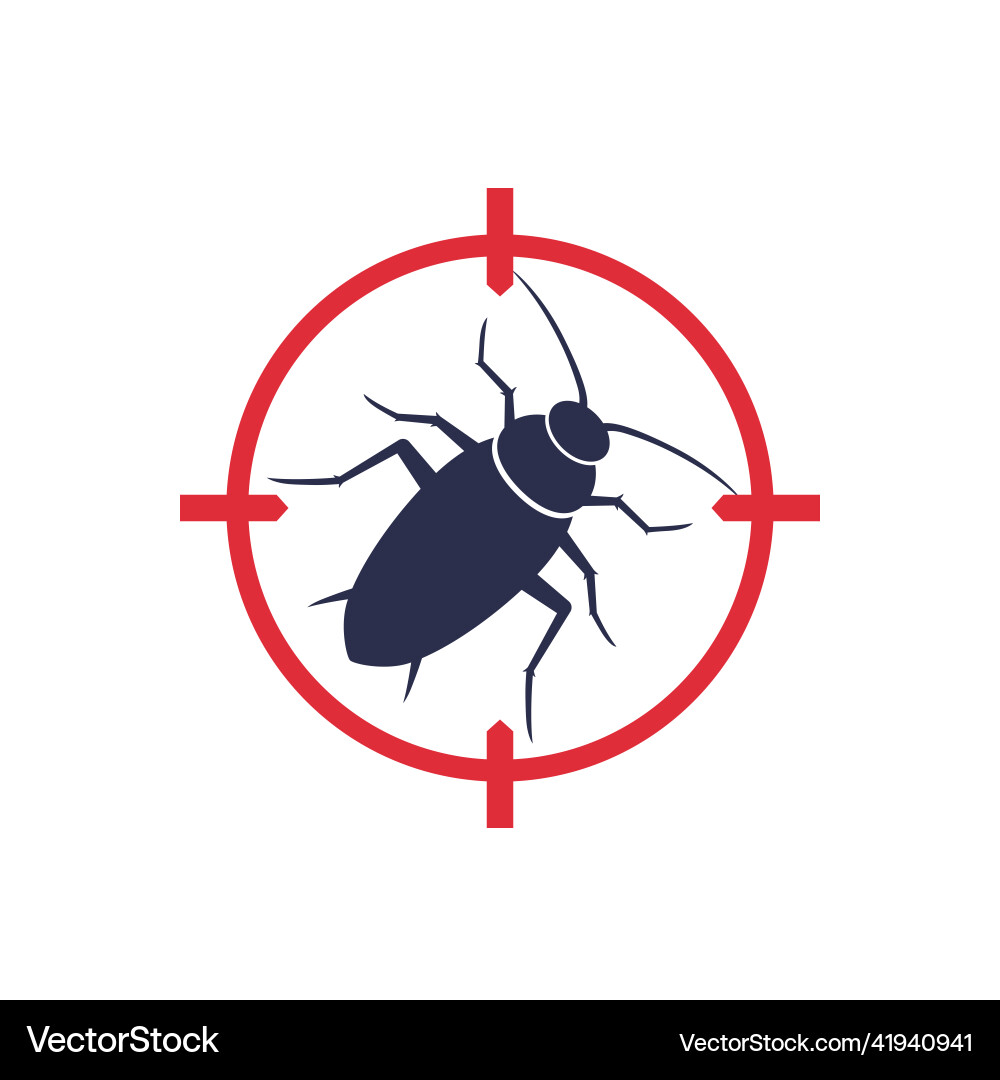 Pest control icon with a roach Vector Image