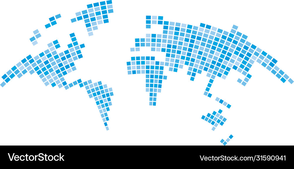 Pixelized map world bulging on white background Pixelized map world bulging on white background vector image
