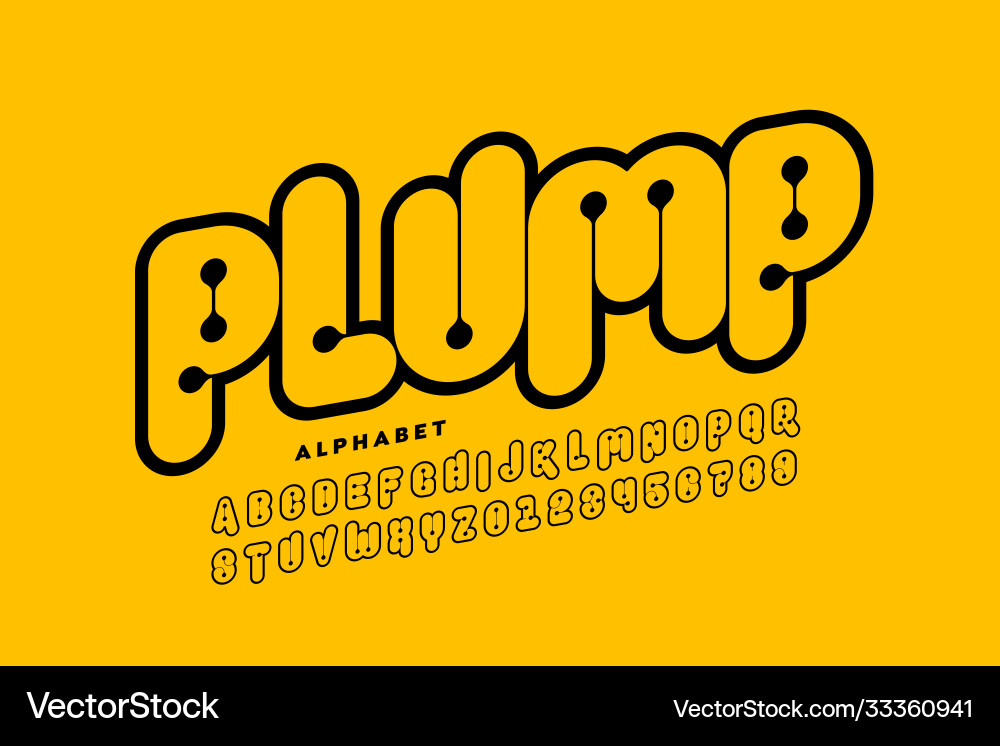 Plumpy style font Plumpy style font vector image