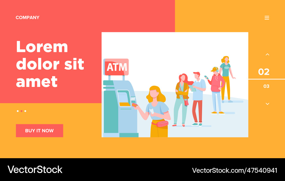 Queue of people standing for using atm Queue of people standing for using atm vector image