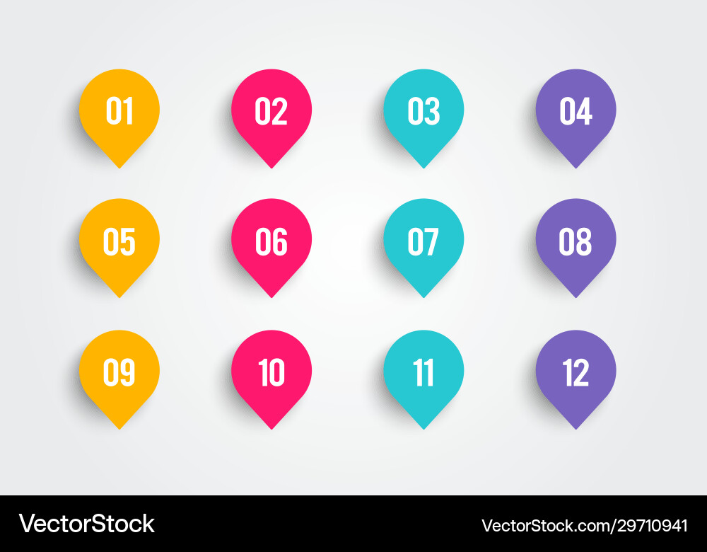 Retro Pin Set with Number Markers vector image