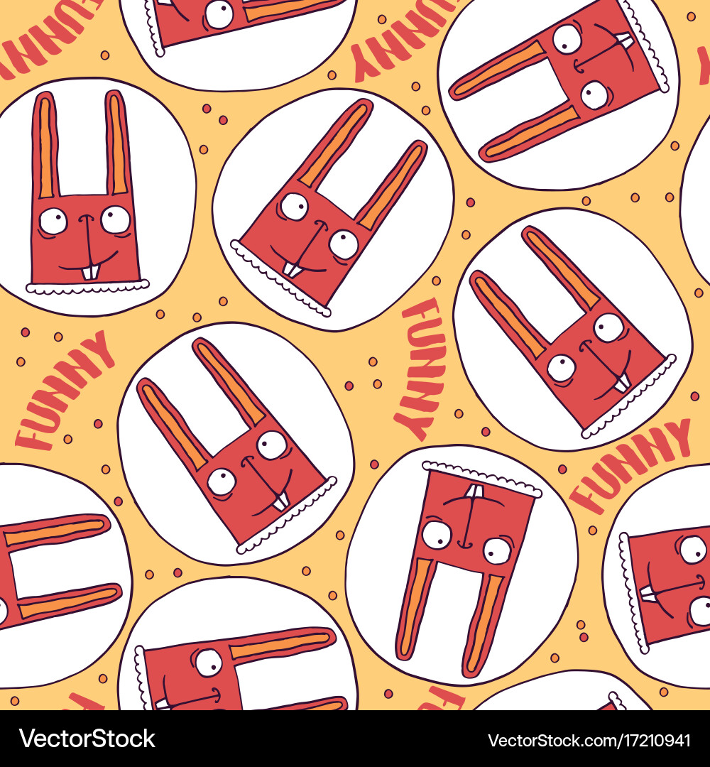Seamless pattern with funny rabbits Vector Image
