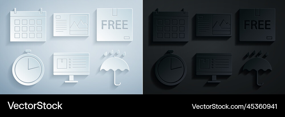 Set computer monitor with app delivery tracking vector image