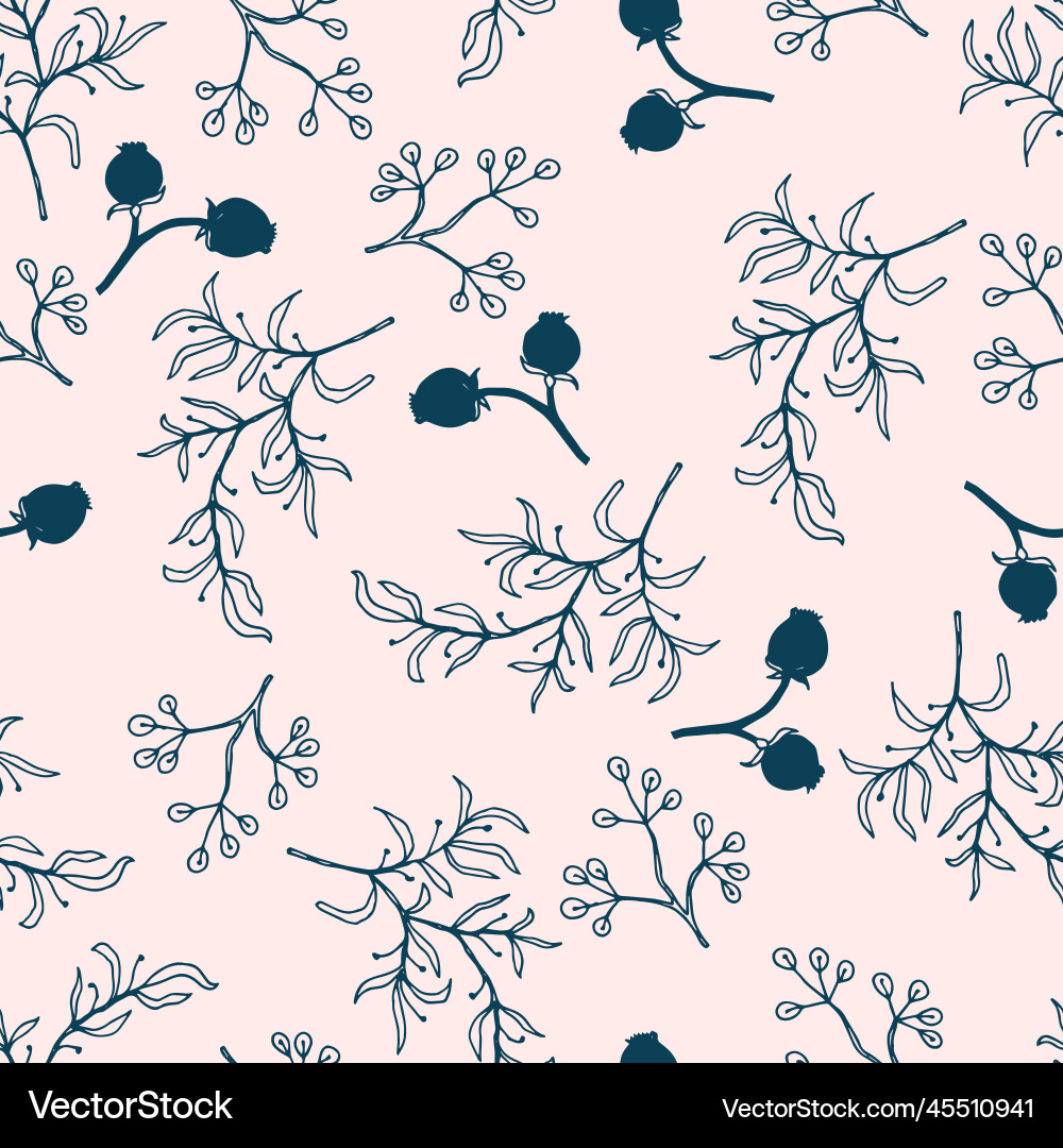 Summer botanical elements seamless pattern Summer botanical elements seamless pattern vector image