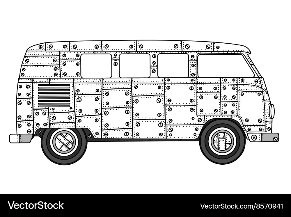 Van in tangle patterns style vector image