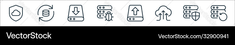 Work office server line icons linear set quality Work office server line icons linear set quality vector image