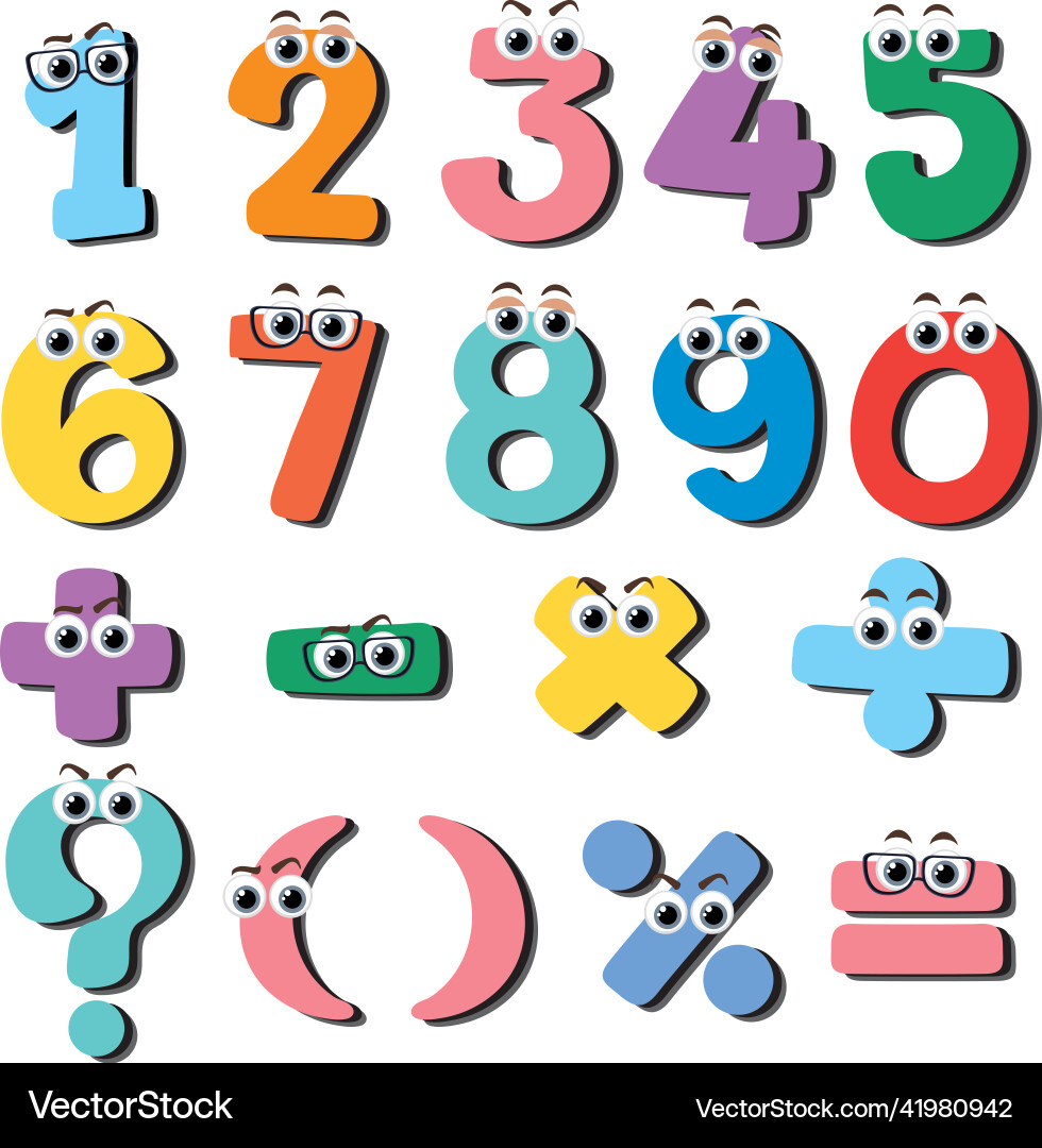 A set of number and math icon A set of number and math icon vector image