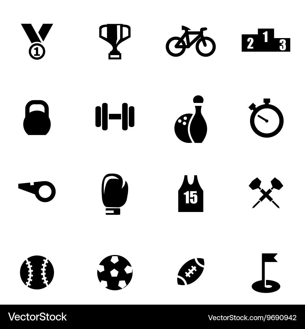 Black sport icon set Vector Image