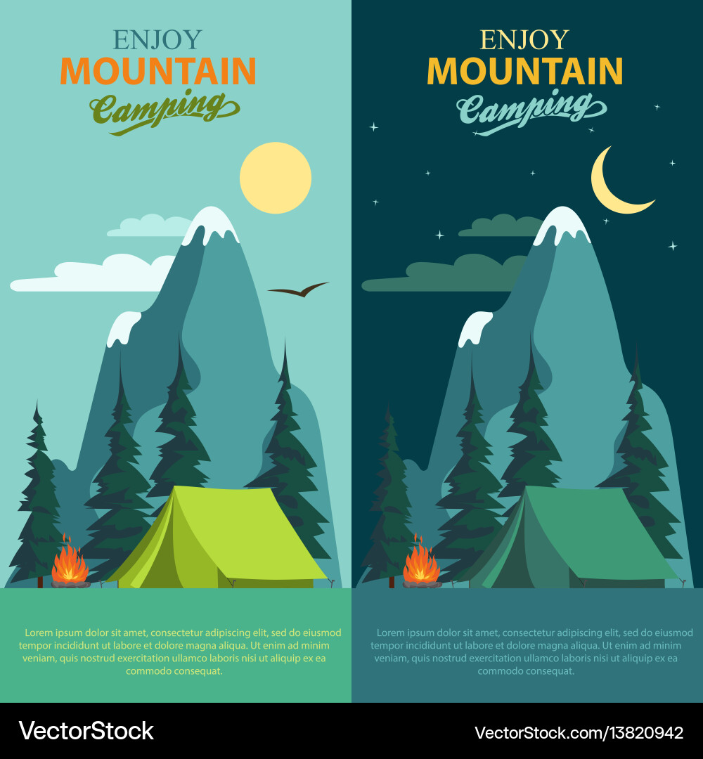 Camping Night Scene with Bonfire Vector Image