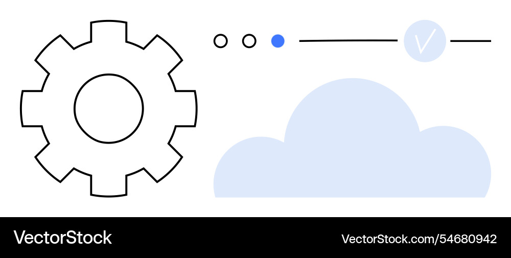 Cloud computing integration with settings gear Cloud computing integration with settings gear vector image