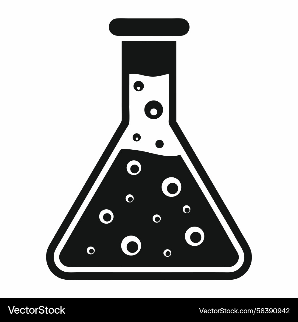 Conical Flask with Liquid and Bubbles Vector Image