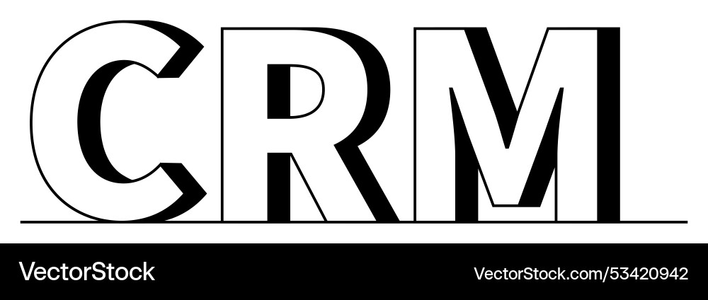 Crm text in bold with black-shadowed large letters Crm text in bold with black-shadowed large letters vector image