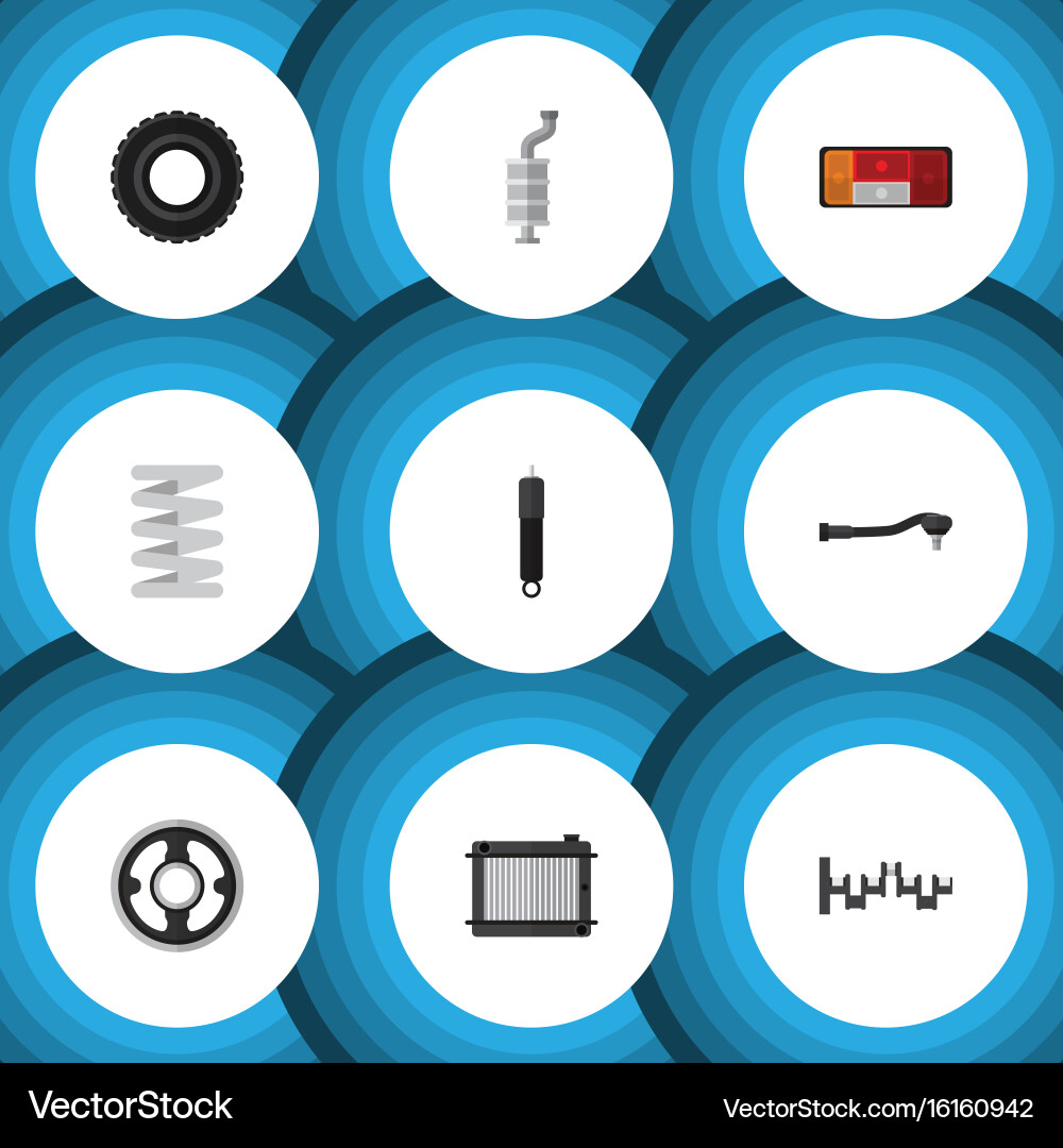 Flat icon component set of wheel silencer input Vector Image