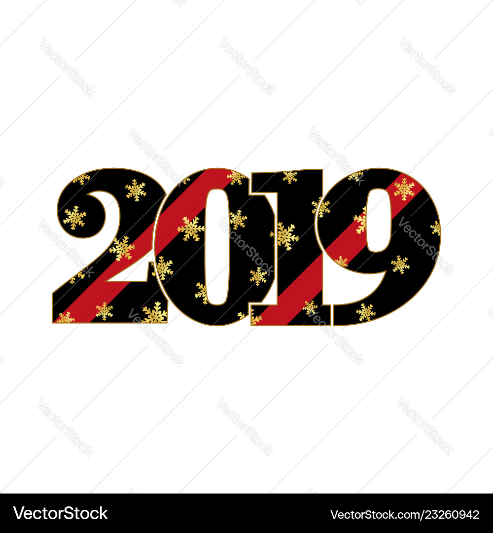 Happy new year card black red number 2019 Happy new year card black red number 2019 vector image