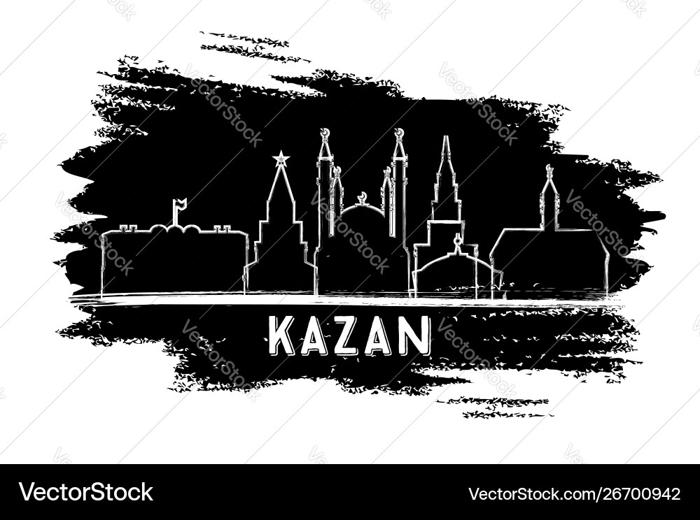 Kazan russia city skyline silhouette hand drawn Kazan russia city skyline silhouette hand drawn vector image