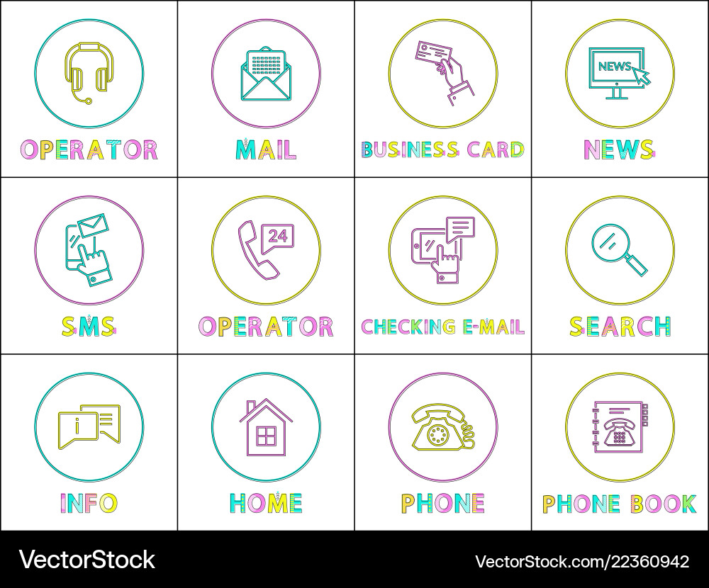 Messaging and calling or internet search icons Messaging and calling or internet search icons vector image