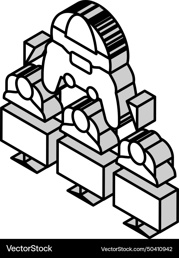 Multiplayer games game development isometric icon Multiplayer games game development isometric icon vector image