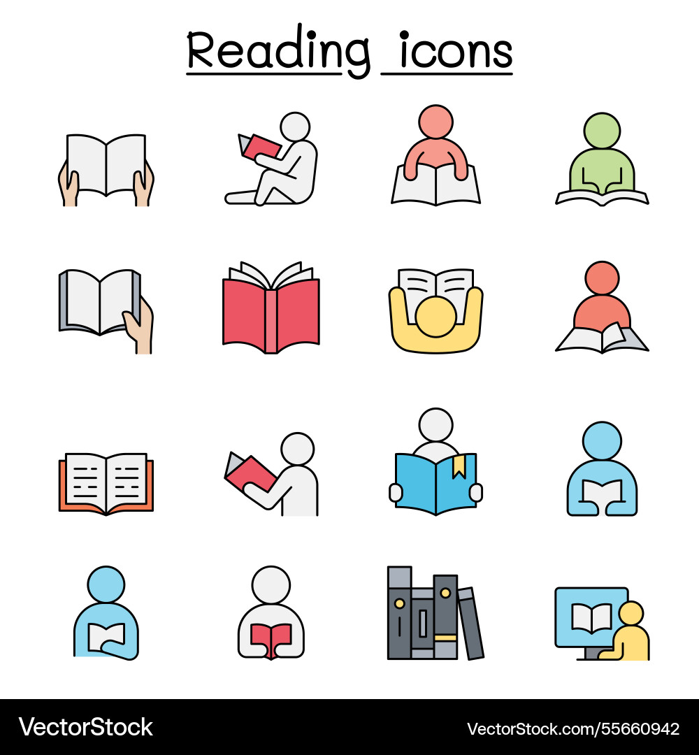 Reading set color line style Reading set color line style Vector Image