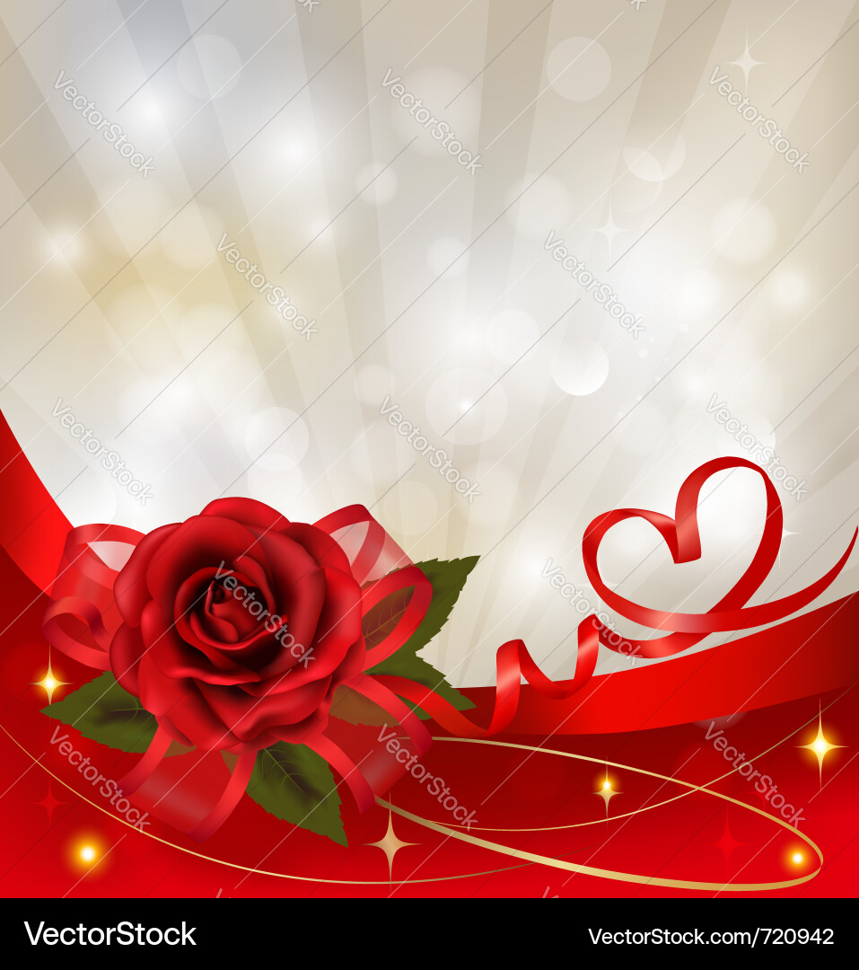 Red rose with gift bow Royalty Free Vector Image
