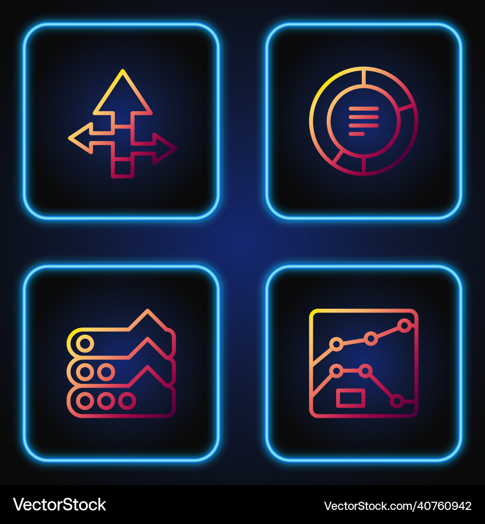 Set line graph chart diagram arrow and pie vector image