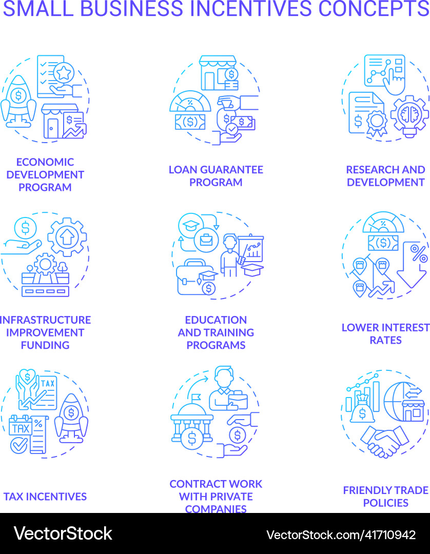Small business incentives blue gradient concept Small business incentives blue gradient concept vector image