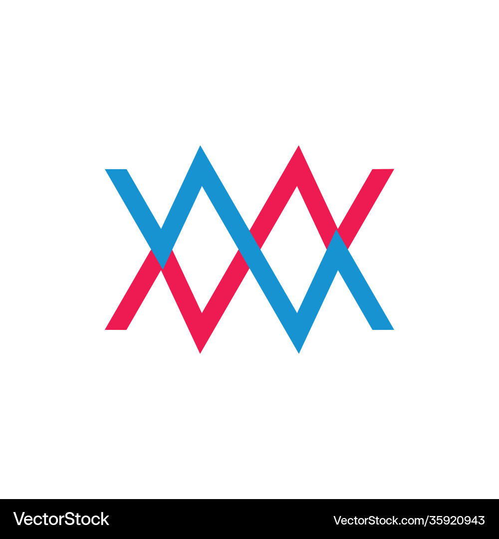 Abstract letter mw simple linked line color logo vector image