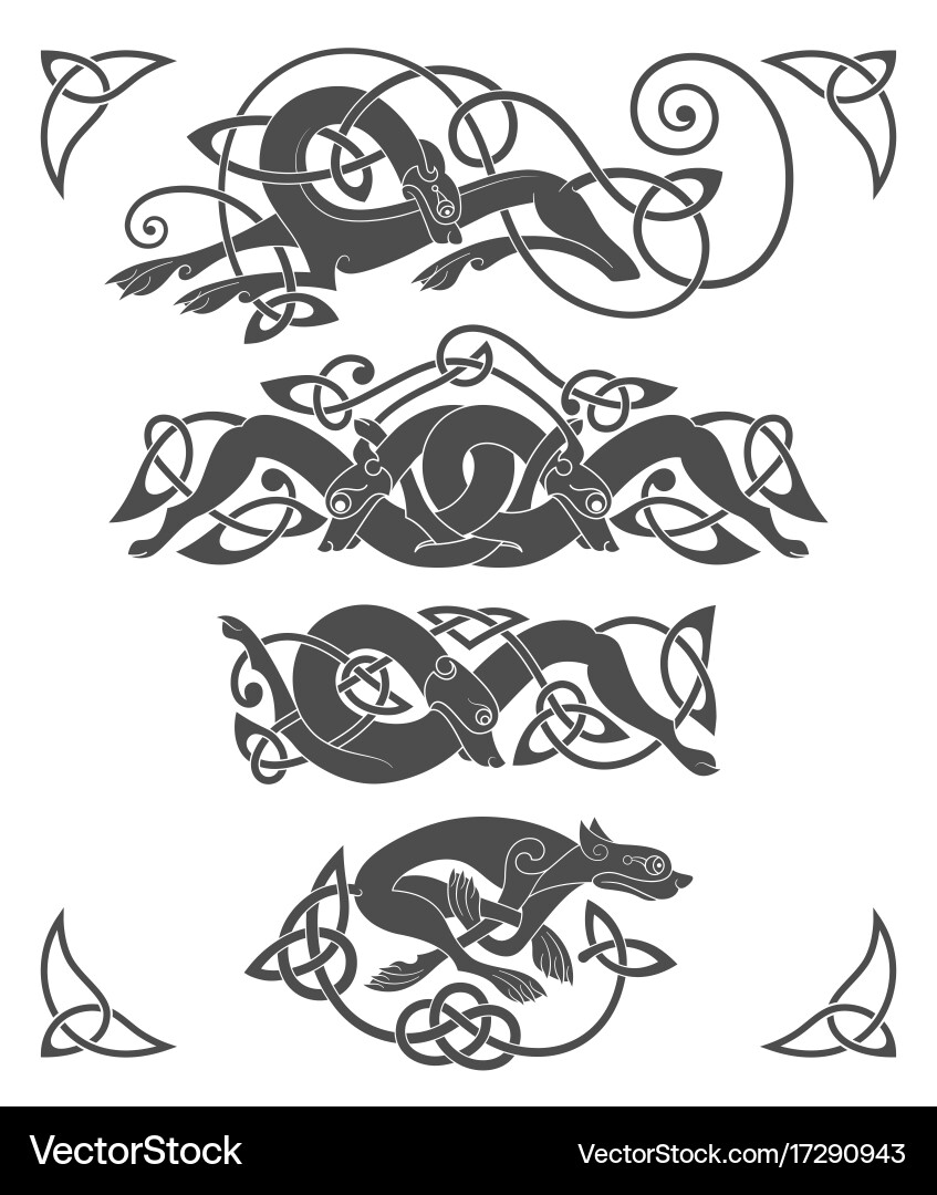 Ancient celtic mythological symbol of wolf dog Vector Image