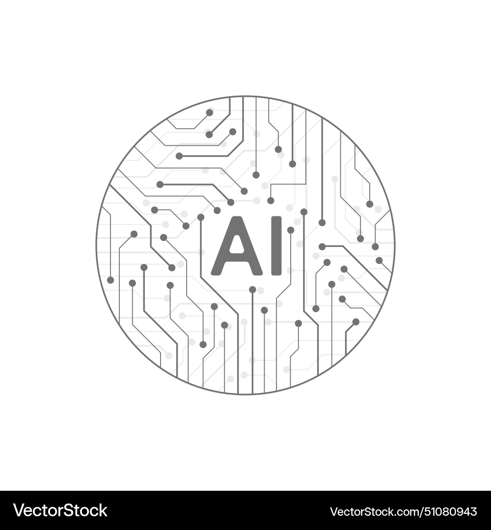 Artificial intelligence circuit line style Artificial intelligence circuit line style vector image