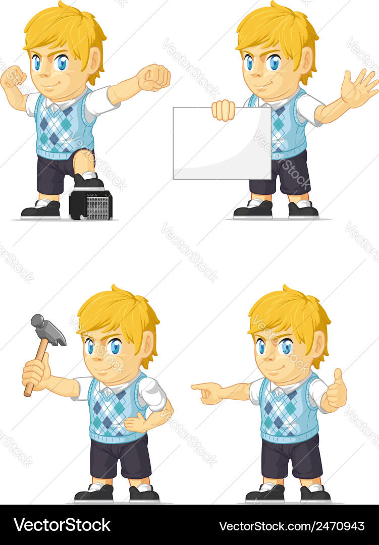 Blonde rich boy customizable mascot 17 vector image
