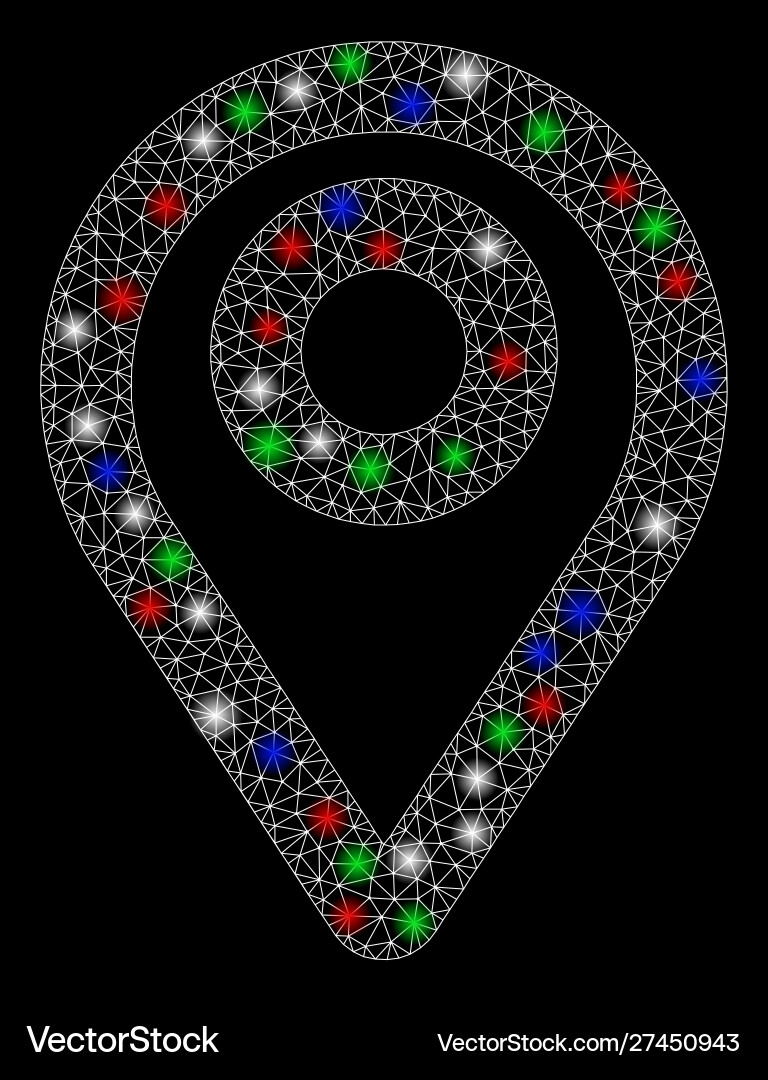 Bright mesh network map pointer with flare spots Bright mesh network map pointer with flare spots vector image