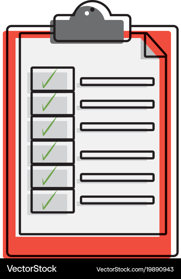Color folder with document paper and check list vector image