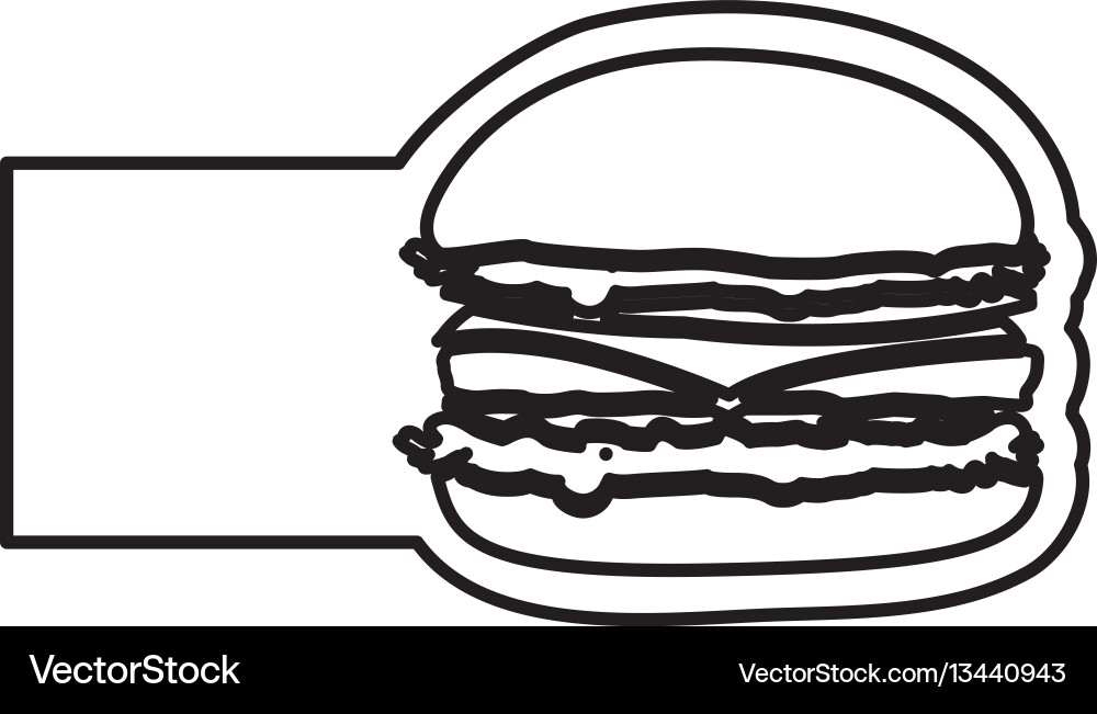 Einfarbige Kontur mit Hamburger und Banner Einfarbige Kontur mit Hamburger und Banner vektorbild