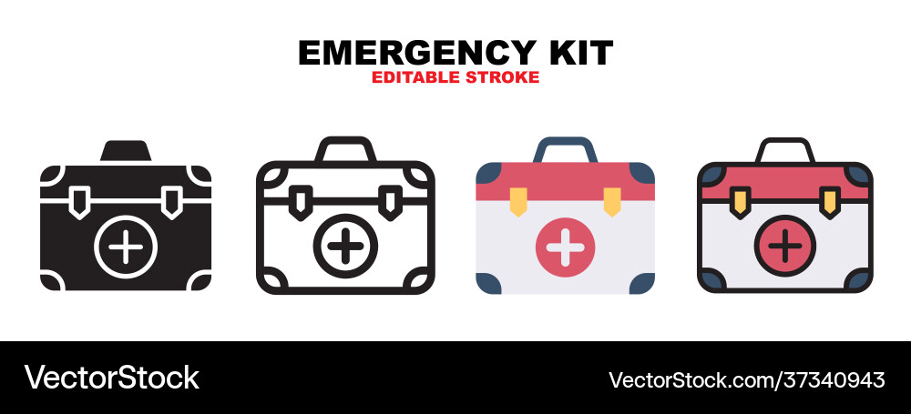 Emergency kit icon set with different styles Vector Image