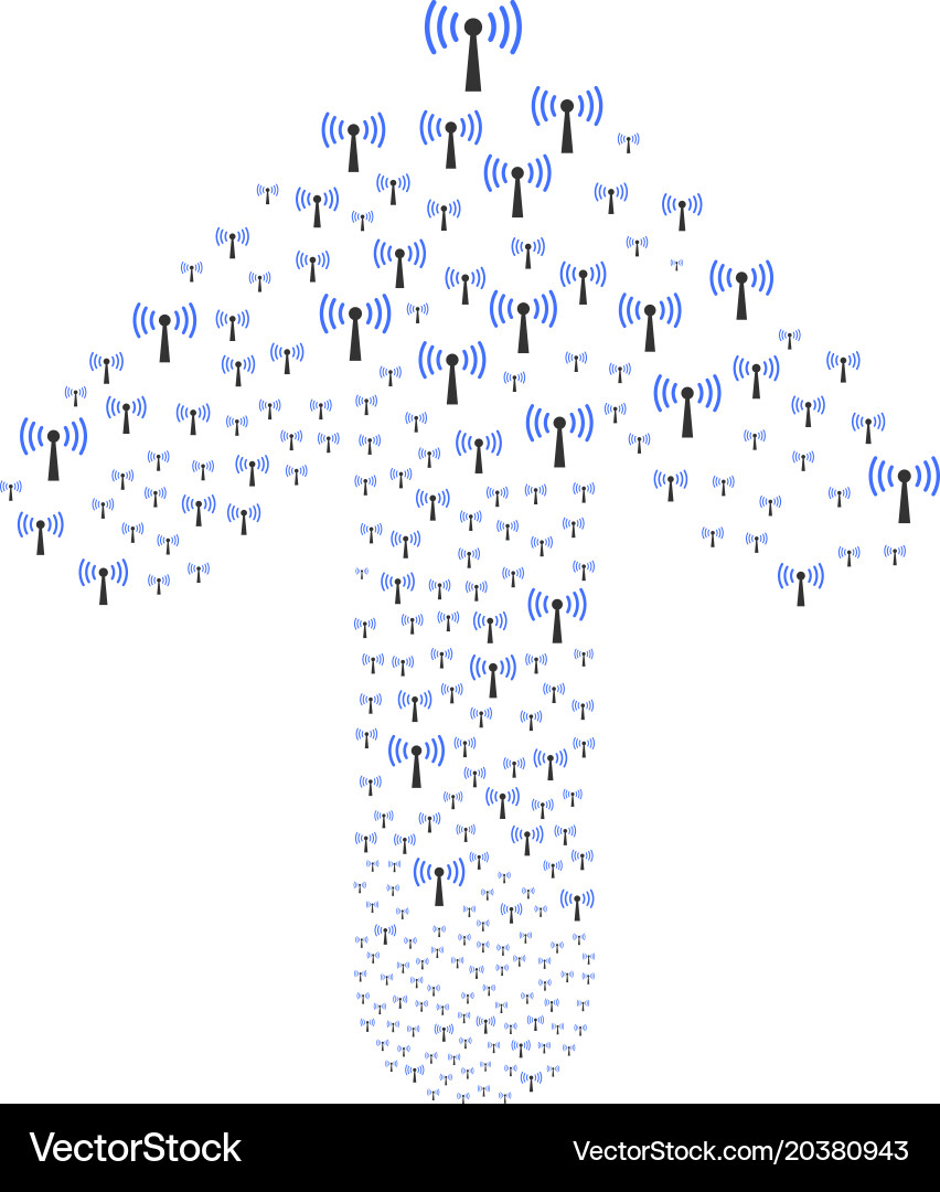 Forward pointer arrow figure with wi-fi station vector image