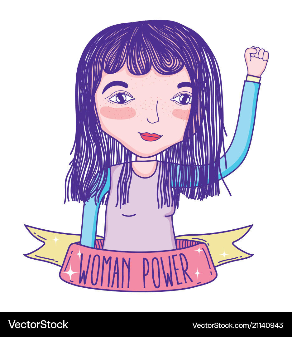 Frau Power Mädchen Cartoon Frau Power Mädchen Cartoon vektorbild