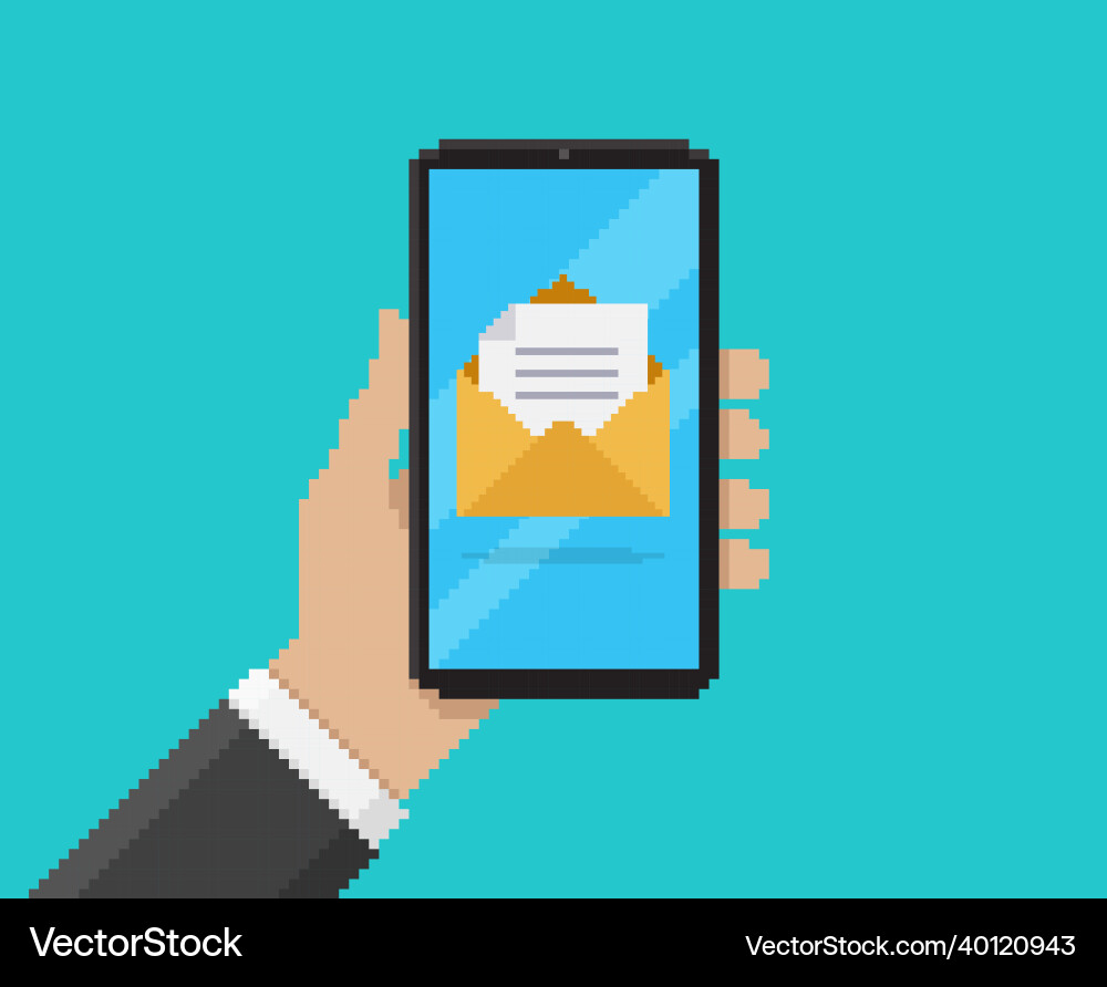 Hand holding mobile with message application Hand holding mobile with message application vector image