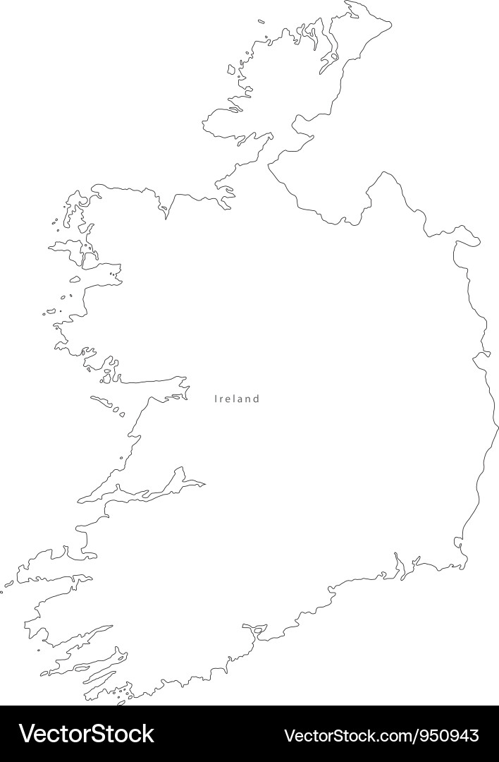 Ireland Outline Map Black and White Vector Image