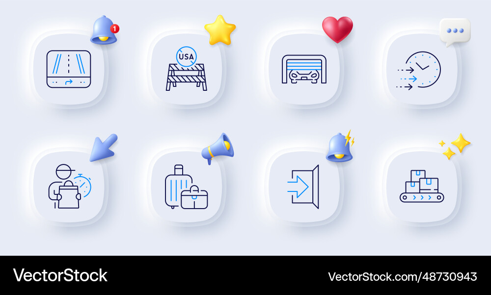 Lieferzeit Parkgarage und Ausfahrt-Linie Icons Lieferzeit Parkgarage und Ausfahrt-Linie Icons vektorbild