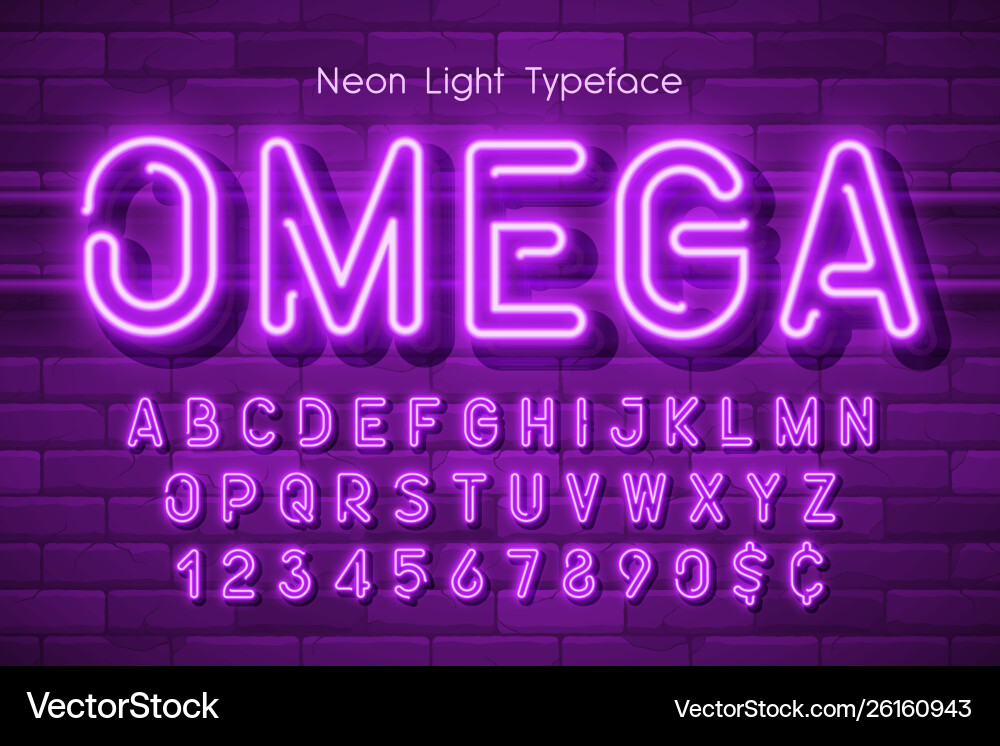 Neon light 3d alphabet extra glowing font Neon light 3d alphabet extra glowing font vector image