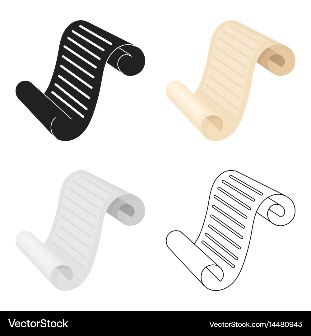Paper scroll icon in cartoon style isolated vector image