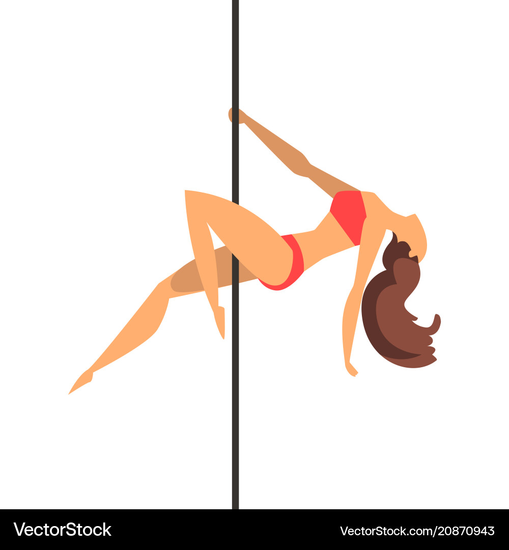 Pole dancer girl in red bikini fitness Pole dancer girl in red bikini fitness vector image