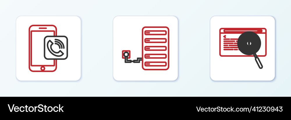 Set line system bug concept mobile phone call Set line system bug concept mobile phone call vector image