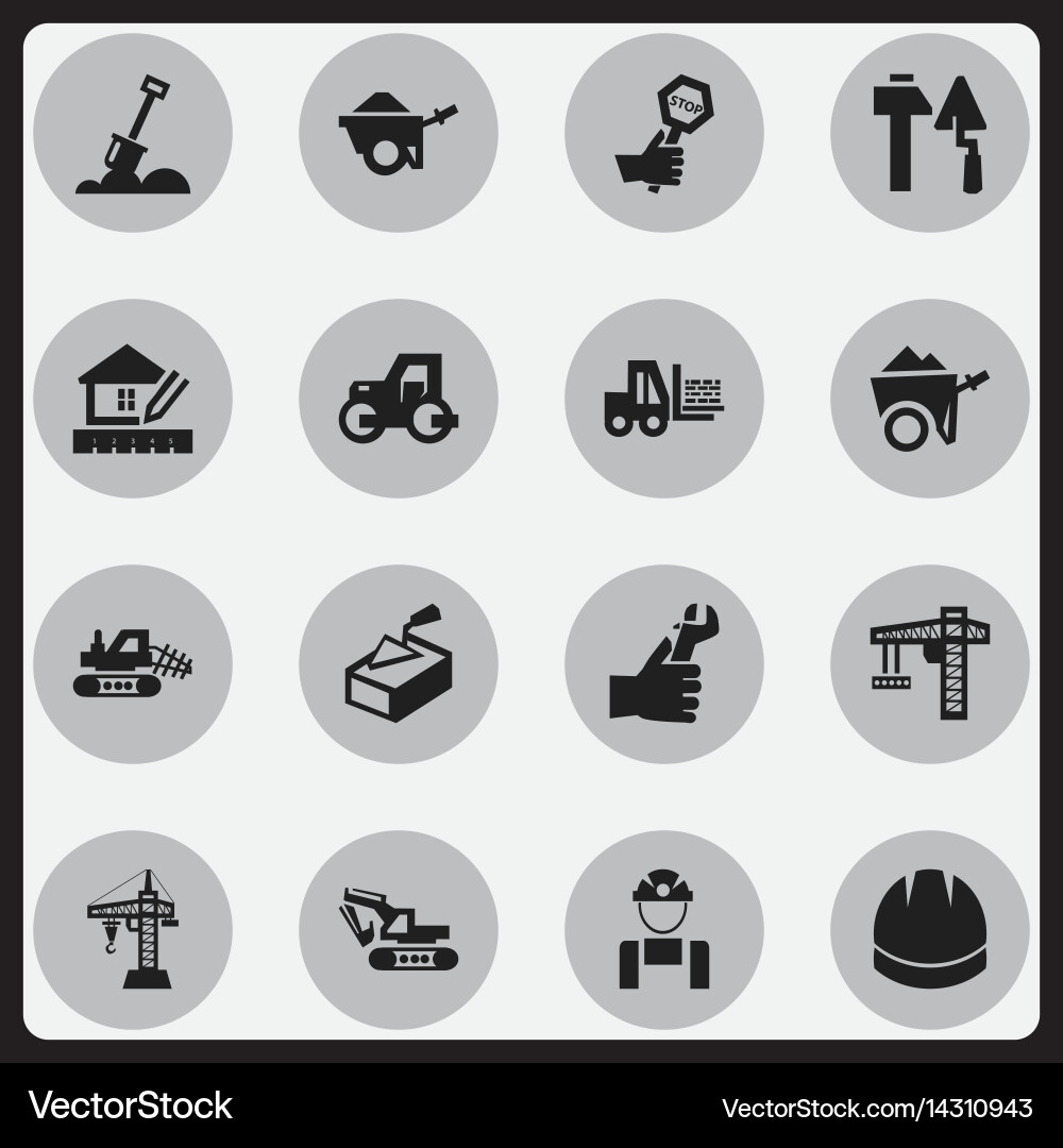 Set of 16 editable building icons includes vector image