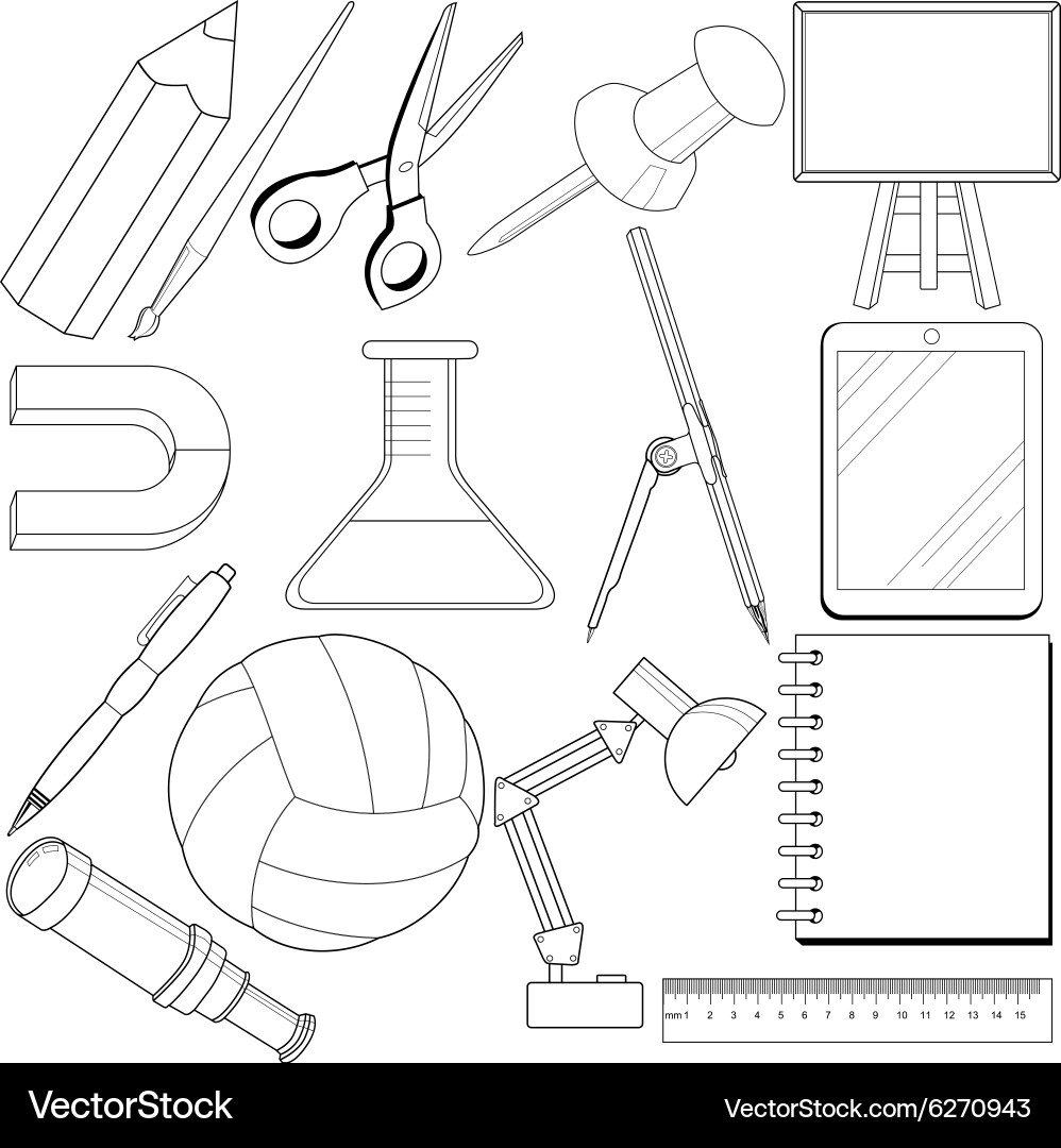 Set of school related objects Vector Image