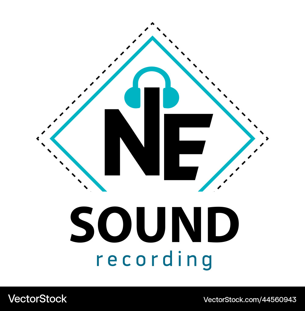 Sound recording logotype initial letter ne Vector Image
