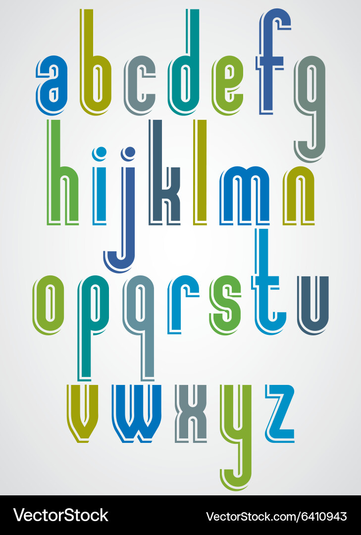 Thin bright animated font rounded lowercase vector image