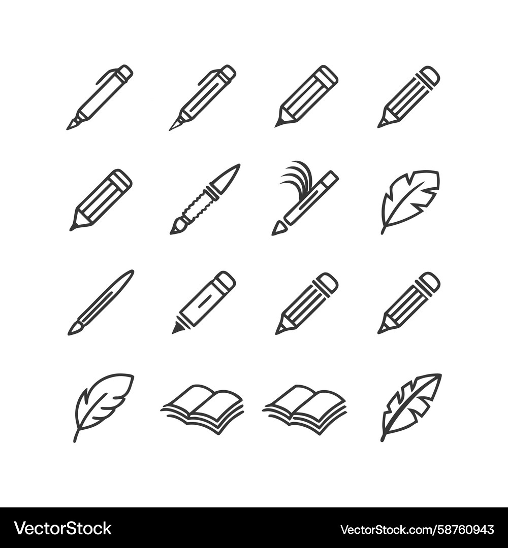 Writing Tools and Books Set Vector Image