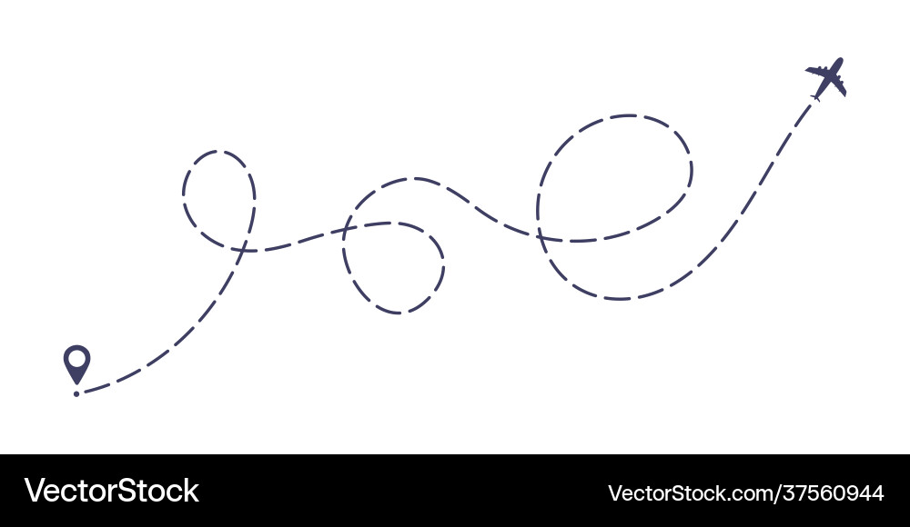 Airplane dashed line path flat style design Airplane dashed line path flat style design Vector Image