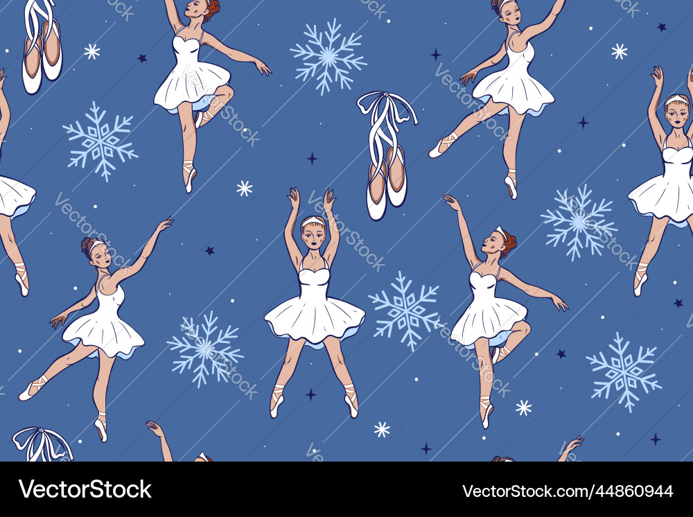 Ballerina Snowflake Pattern vector image