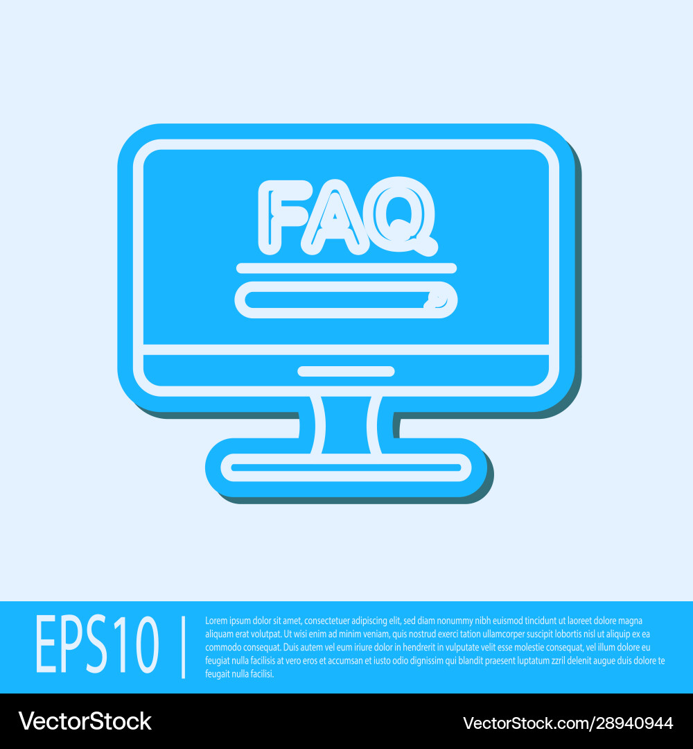 Blue line computer monitor with text faq Blue line computer monitor with text faq vector image
